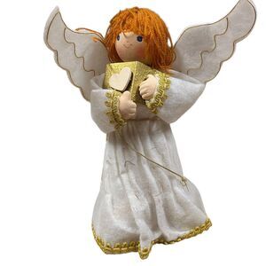 Angel Tree Topper Farmhouse Cloth Vintage Naturaltrim Retro Redhead Kitsch Decor